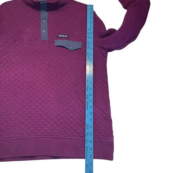 Patagonia Quilted Organic Cotton Purple Pullover Sweatshirt Women Size L - Picture 10 of 11
